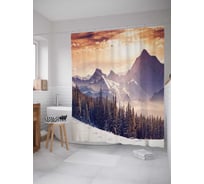 Штора (занавеска) для ванной JoyArty "Зимние склоны" из сатена, 180х200 см с крючками, sc_13679