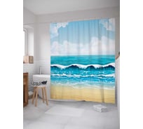 Штора (занавеска) для ванной JoyArty "Ровная волна" из сатена, 180х200 см с крючками, sc_13973