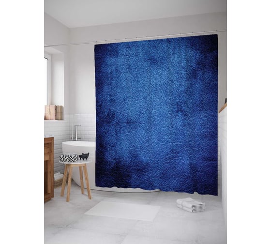 Штора (занавеска) для ванной JoyArty "Синяя кожа" из сатена, 180х200 см с крючками, sc_23152 1