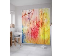 Штора (занавеска) для ванной JoyArty "Радужные кусты" из сатена, 180х200 см с крючками, sc_16030