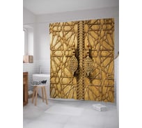 Штора (занавеска) для ванной JoyArty "Золотые врата" из сатена, 180х200 см с крючками, sc_12316