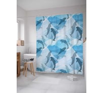 Штора (занавеска) для ванной JoyArty "Спящие дельфины" из сатена, 180х200 см с крючками, sc_11854