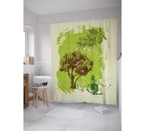 Штора (занавеска) для ванной JoyArty "Оливковый рай" из сатена, 180х200 см с крючками, sc_105976