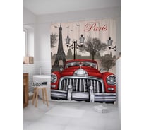 Штора (занавеска) для ванной JoyArty "По парижу на авто" из сатена, 180х200 см с крючками, sc_15617