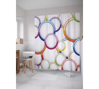 Штора (занавеска) для ванной JoyArty "Сферическая радуга" из сатена, 180х200 см с крючками, sc_14482