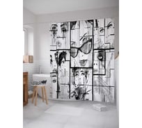 Штора (занавеска) для ванной JoyArty "Модный комикс" из сатена, 180х200 см с крючками, sc_21048
