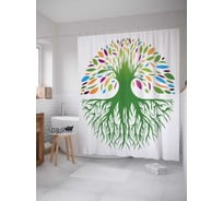 Штора (занавеска) для ванной JoyArty "Чудесное цветение" из сатена, 180х200 см с крючками, sc_13472