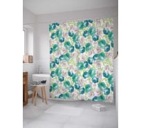 Штора (занавеска) для ванной JoyArty "Цветочные узоры" из сатена, 180х200 см с крючками, sc_13645