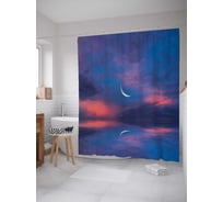 Штора (занавеска) для ванной JoyArty "Лунное отражение" из сатена, 180х200 см с крючками, sc_19623