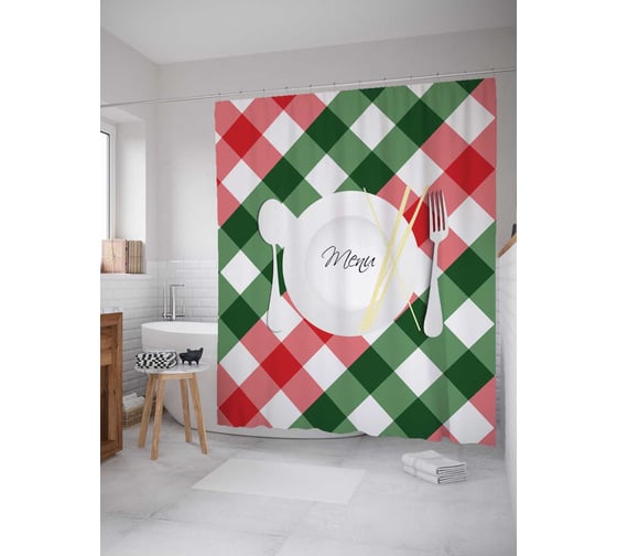 Штора (занавеска) для ванной JoyArty "Домашнее меню" из сатена, 180х200 см с крючками, sc_105972 1