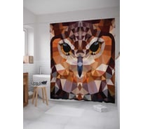 Штора (занавеска) для ванной JoyArty "Витражная сова" из сатена, 180х200 см с крючками, sc_14476