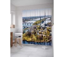 Штора (занавеска) для ванной JoyArty "Город на воде" из сатена, 180х200 см с крючками, sc_13652