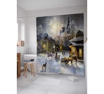 Штора (занавеска) для ванной JoyArty "Зима в городе" из сатена, 180х200 см с крючками, sc_15096