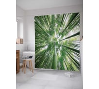 Штора (занавеска) для ванной JoyArty "Бамбуковый лес" из сатена, 180х200 см с крючками, sc_13727