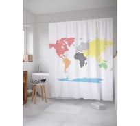 Штора (занавеска) для ванной JoyArty "Текстурная карта" из сатена, 180х200 см с крючками, sc_13758