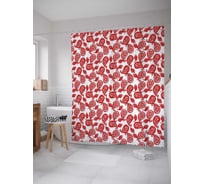 Штора (занавеска) для ванной JoyArty "Красные лепестки" из сатена, 180х200 см с крючками, sc_21977