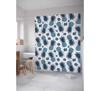 Штора (занавеска) для ванной JoyArty "Ананасовое окружение" из сатена, 180х200 см с крючками, sc_10550