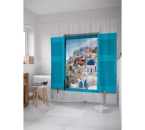 Штора (занавеска) для ванной JoyArty "Городское окно" из сатена, 180х200 см с крючками, sc_13659