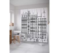 Штора (занавеска) для ванной JoyArty "Центральные дома" из сатена, 180х200 см с крючками, sc_10522