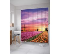 Штора (занавеска) для ванной JoyArty "Ветряные красоты" из сатена, 180х200 см с крючками, sc_13688