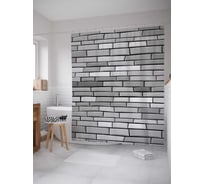 Штора (занавеска) для ванной JoyArty "Фигурная неровность" из сатена, 180х200 см с крючками, sc_13554