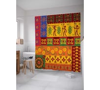 Штора (занавеска) для ванной JoyArty "Узоры охотников" из сатена, 180х200 см с крючками, sc_16823