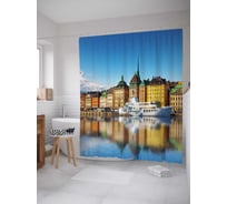 Штора (занавеска) для ванной JoyArty "Праздничный лайнер" из сатена, 180х200 см с крючками, sc_10538