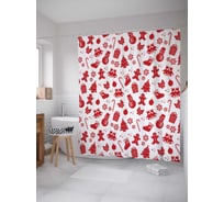 Штора (занавеска) для ванной JoyArty "Новогодние атрибуты" из сатена, 180х200 см с крючками, sc_20043