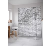Штора (занавеска) для ванной JoyArty "Старые кирпичи" из сатена, 180х200 см с крючками, sc_19764