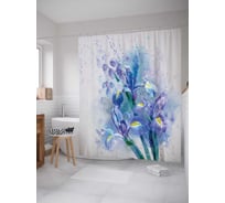 Штора (занавеска) для ванной JoyArty "Цветочная прелесть" из сатена, 180х200 см с крючками, sc_14548