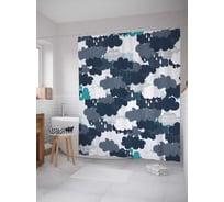 Штора (занавеска) для ванной JoyArty "Облачный хаки" из сатена, 180х200 см с крючками, sc_19770