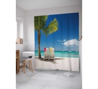 Штора (занавеска) для ванной JoyArty "Быстрее купаться" из сатена, 180х200 см с крючками, sc_15323