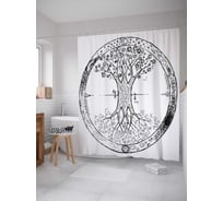 Штора (занавеска) для ванной JoyArty "Символьное дерево" из сатена, 180х200 см с крючками, sc_16023
