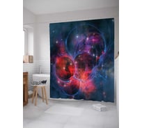 Штора (занавеска) для ванной JoyArty "Космические дали" из сатена, 180х200 см с крючками, sc_14494