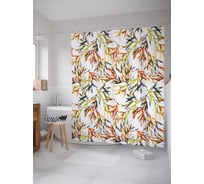 Штора (занавеска) для ванной JoyArty "Ограждение из веток" из сатена, 180х200 см с крючками, sc_19966