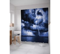 Штора (занавеска) для ванной JoyArty "Тоскливые молнии" из сатена, 180х200 см с крючками, sc_16324