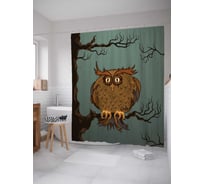 Штора (занавеска) для ванной JoyArty "Испуганная сова" из сатена, 180х200 см с крючками, sc_15681