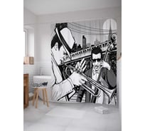 Штора (занавеска) для ванной JoyArty "Вечерний джаз" из сатена, 180х200 см с крючками, sc_14243