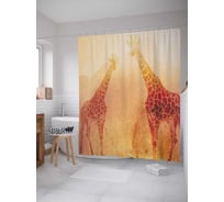 Штора (занавеска) для ванной JoyArty "Солнечные жирафы" из сатена, 180х200 см с крючками, sc_14689