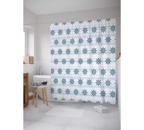 Штора (занавеска) для ванной JoyArty "Штурвалы с полосами" из сатена, 180х200 см с крючками, sc_15706