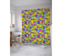 Штора (занавеска) для ванной JoyArty "Красочное лего" из сатена, 180х200 см с крючками, sc_17962