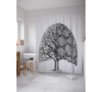 Штора (занавеска) для ванной JoyArty "Полуживое дерево" из сатена, 180х200 см с крючками, sc_16047