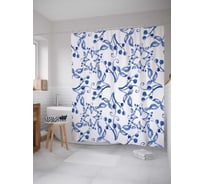 Штора (занавеска) для ванной JoyArty "Морозные ягоды" из сатена, 180х200 см с крючками, sc_19950