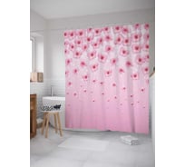 Штора (занавеска) для ванной JoyArty "Цветы вишни" из сатена, 180х200 см с крючками, sc_2045