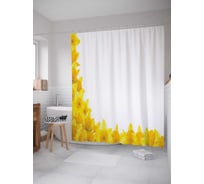 Штора (занавеска) для ванной JoyArty "Цветочная рамка" из сатена, 180х200 см с крючками, sc_14140