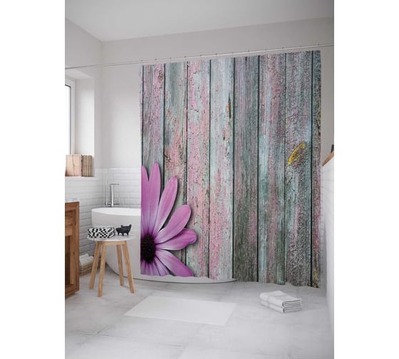 Штора (занавеска) для ванной JoyArty "Простое украшение" из сатена, 180х200 см с крючками, sc_20376 1