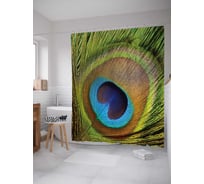 Штора (занавеска) для ванной JoyArty "Узор не перьях" из сатена, 180х200 см с крючками, sc_16426