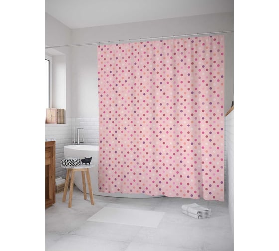 Штора (занавеска) для ванной JoyArty "Точки судьбы" из сатена, 180х200 см с крючками, sc_17156 1