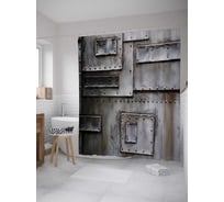 Штора (занавеска) для ванной JoyArty "Клепанная поверхность" из сатена, 180х200 см с крючками, sc_10927