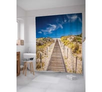 Штора (занавеска) для ванной JoyArty "Мысли путешественника" из сатена, 180х200 см с крючками, sc_16135